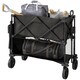 image 1 of Outsunny Double Decker Folding Trolley Cart on Wheels, 200KG Capacity Black