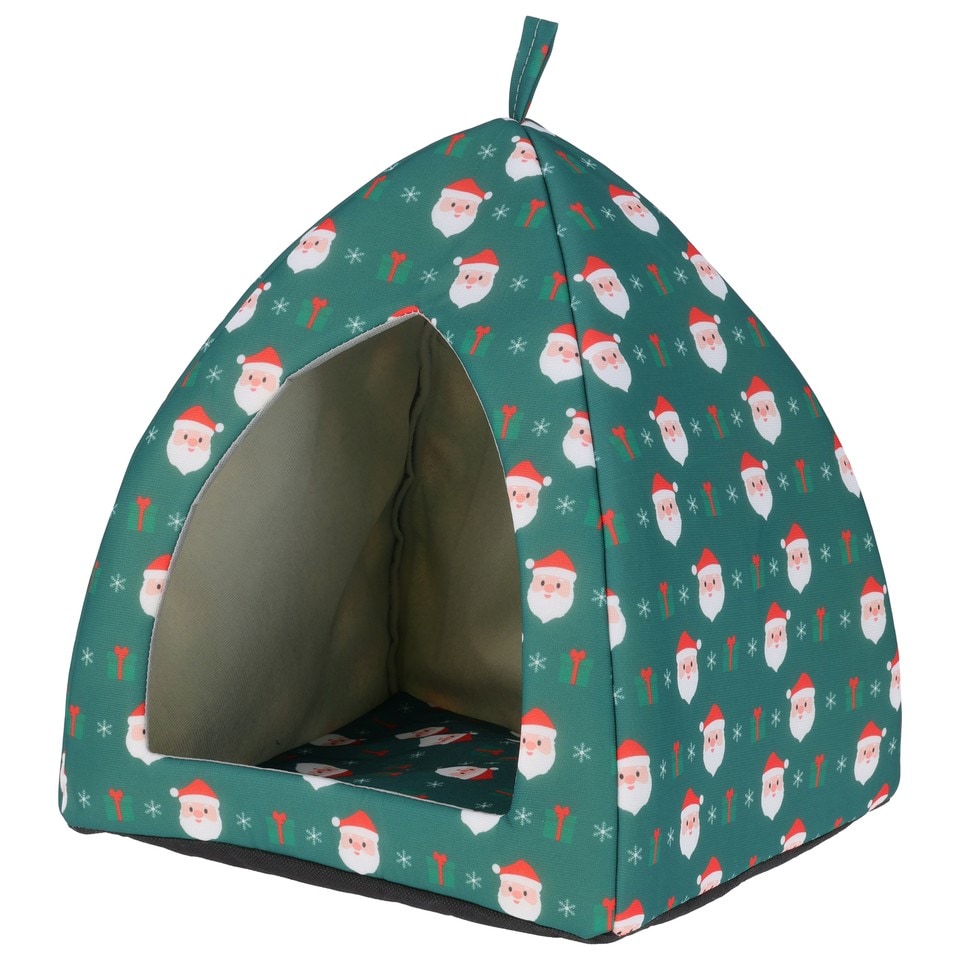 image 1 of Foldable Cozy Cat House Bed Washable Cave Pet Puppy Dog Igloo Kennel Red Green