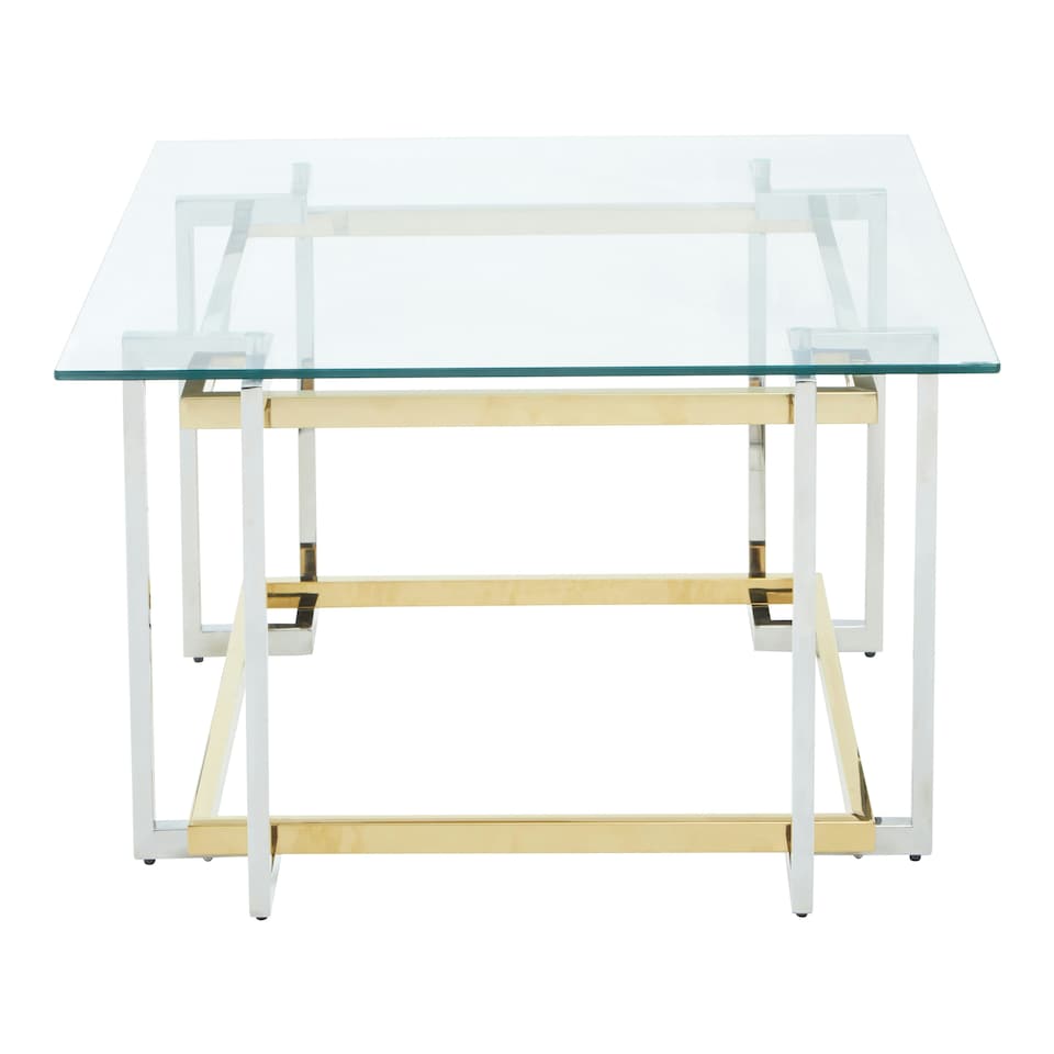 image 1 of Interiors by Premier Glass Top Coffee Table, Gold and Silver Luxury Coffee Table, Modern Style Metal Coffee Table with Glass Top Gold