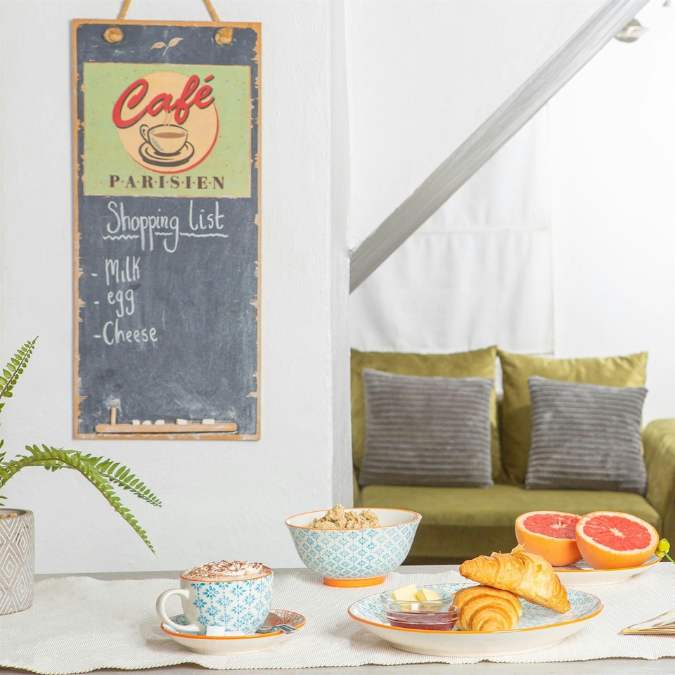 image 1 of Nicola Spring Hand-Printed Cereal Bowls - 16cm - Blue - Pack of 6 Multi