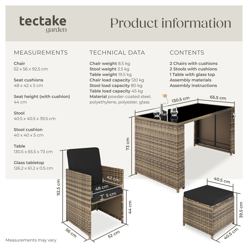 image 1 of Garden Table and Chairs Palermo - up to 4 people, chairs, stools and table, weather and UV-resistant | Cream | nature | 1