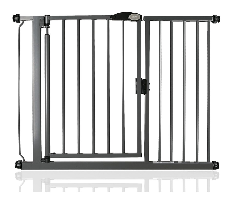 image 1 of Safetots Pressure Fit Self Closing Stair Gate, 111cm - 118cm, Slate Grey, Auto Closing Baby Gate, Safety Barrier for Toddler, Easy Installation