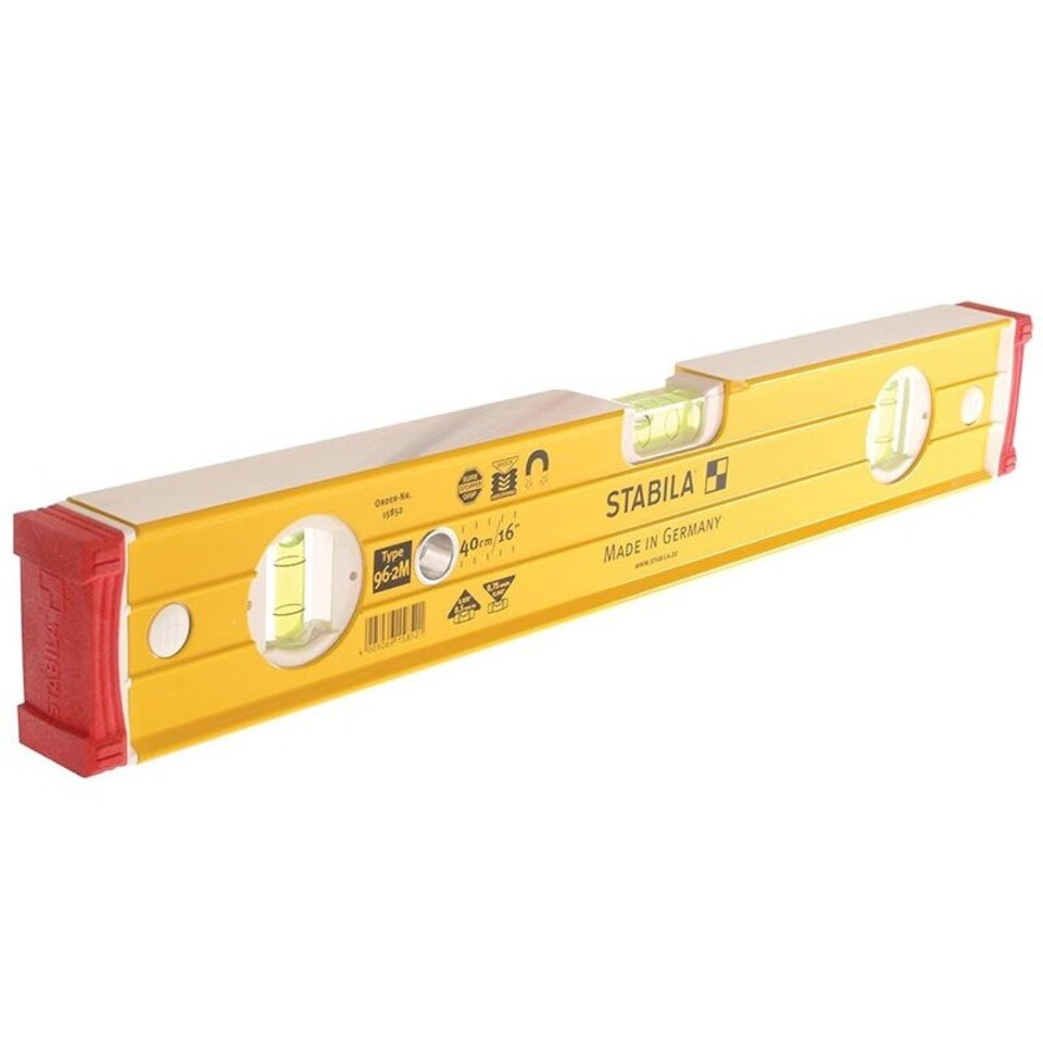 Stabila 96-m-2 Double Plumb Magnetic Spirit Level - Multi Colour - 3 Vial 40cm