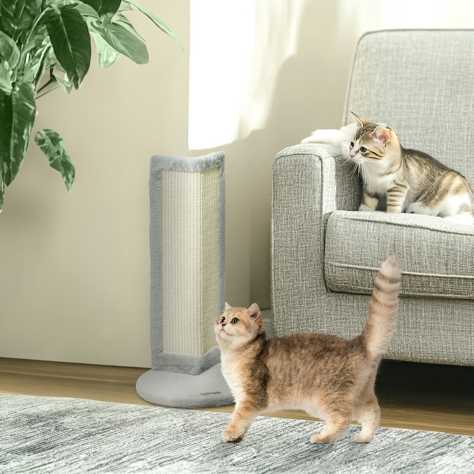 image 1 of PawHut 56cm Corner Cat Scratching Post with Sisal Scratching Pad, Grey