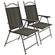 image 1 of Outsunny Folding Chairs Set, Breathable Mesh Fabric Seat, Dark Brown