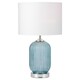image 3 of Set of 2 Turquoise Ribbed Glass Lamps with White Shades | Chrome | White | Large | 2