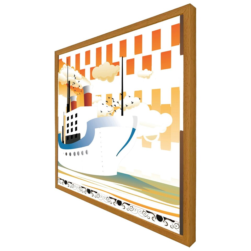 image 1 of Art deco ship (Picture Frame) Brown | S