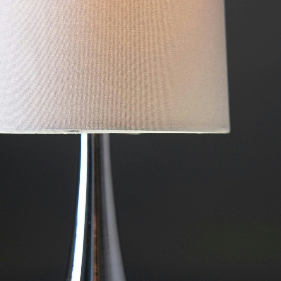 image 1 of ValueLights Teardrop Pair of Chrome Touch Table Lamps with Grey Shade