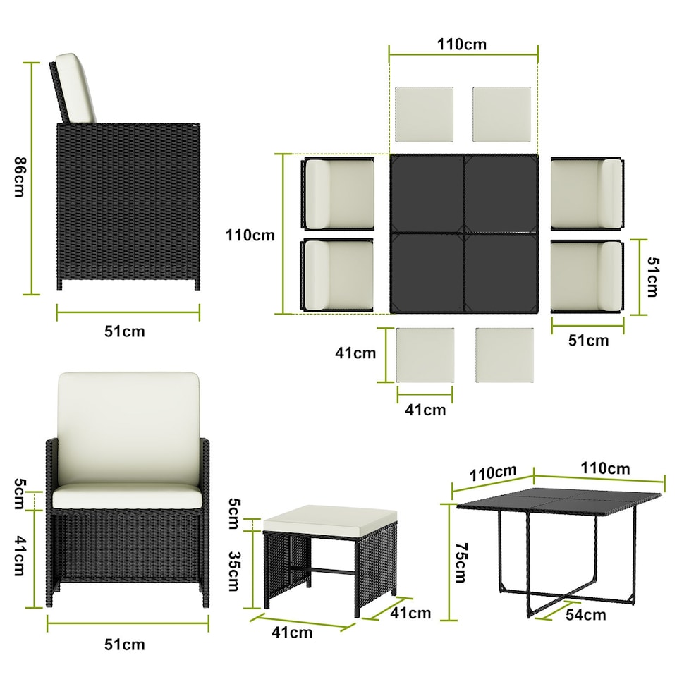 image 1 of Rattantree Rattan Garden Furniture Set 9 Piece Outdoor Dining Set