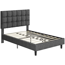 Yaheetech 120 x 190 cm Small Double Upholstered Bed Frame-Dark Grey