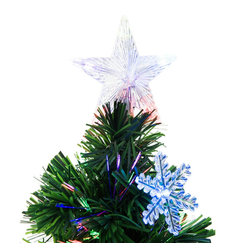 image 1 of HOMCOM 4FT Green Fiber Optic Full Lights Christmas Tree Multi LED Stars