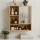 image 3 of Wooden Bathroom Wall Storage Cabinet Organiser Natural Brown Brown