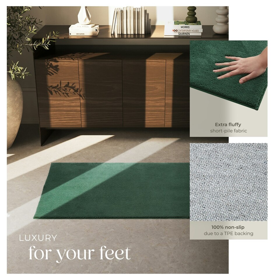 image 1 of Rug Zonelle - short pile and ultra-soft, rectangular or round Green | 80 x 150 cm