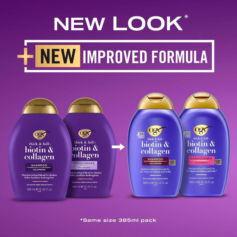 image 1 of OGX Thick And Full Biotin And Collagen Shampoo 385 ml