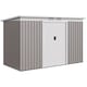 image 1 of Outsunny 9ft x 4ft Metal Garden Shed, Outdoor Tool House with Foundation Kit, Ventilations and Double Doors, Light Grey