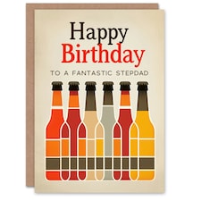 Fantastic Craft Beer Lover Row Bottles Stepdad Birthday Card