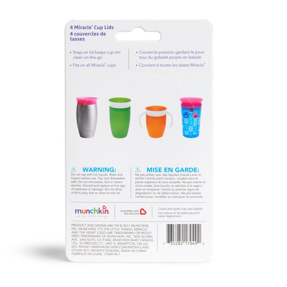 image 1 of Munchkin Miracle Cup Lids 4Pk