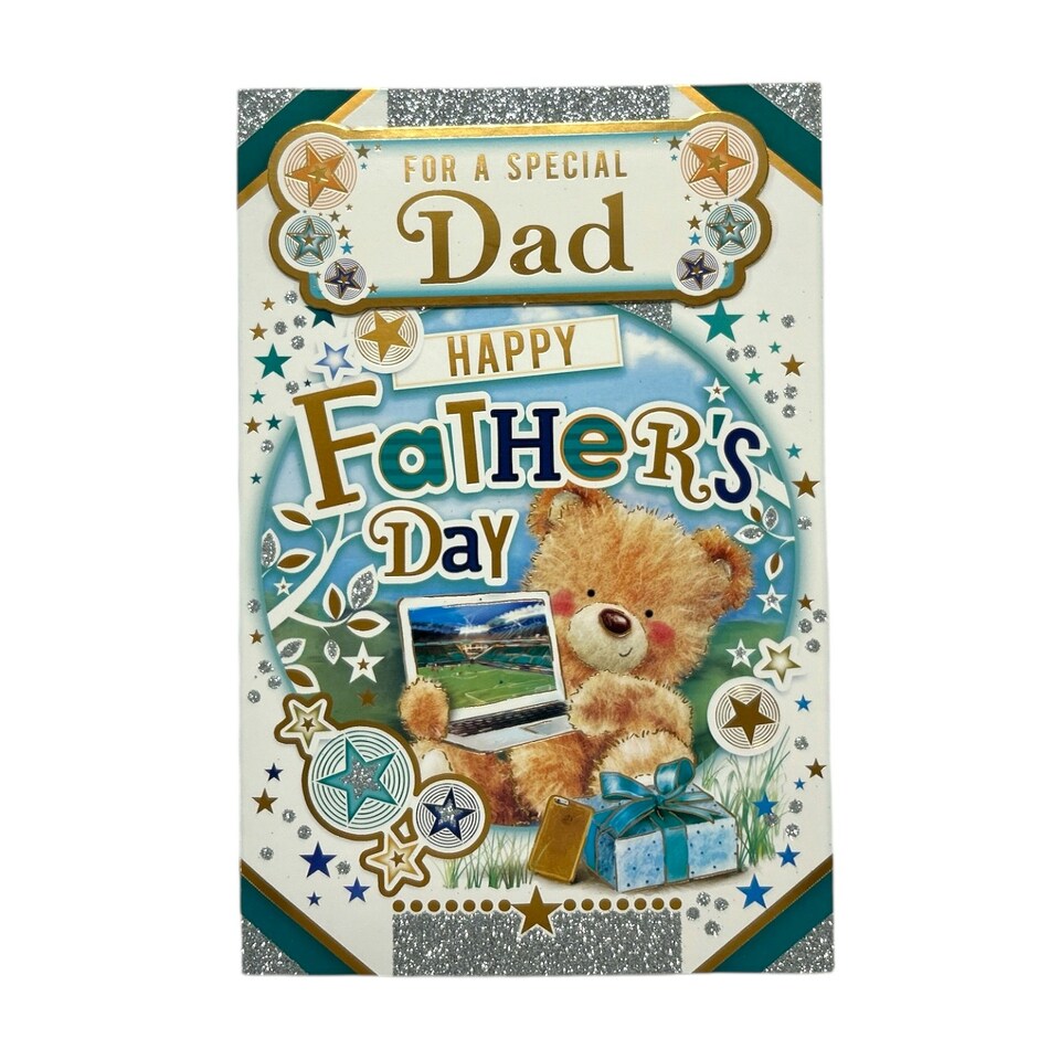 image 1 of For A Special Dad Teddy With Laptop Design Father's Day Card
