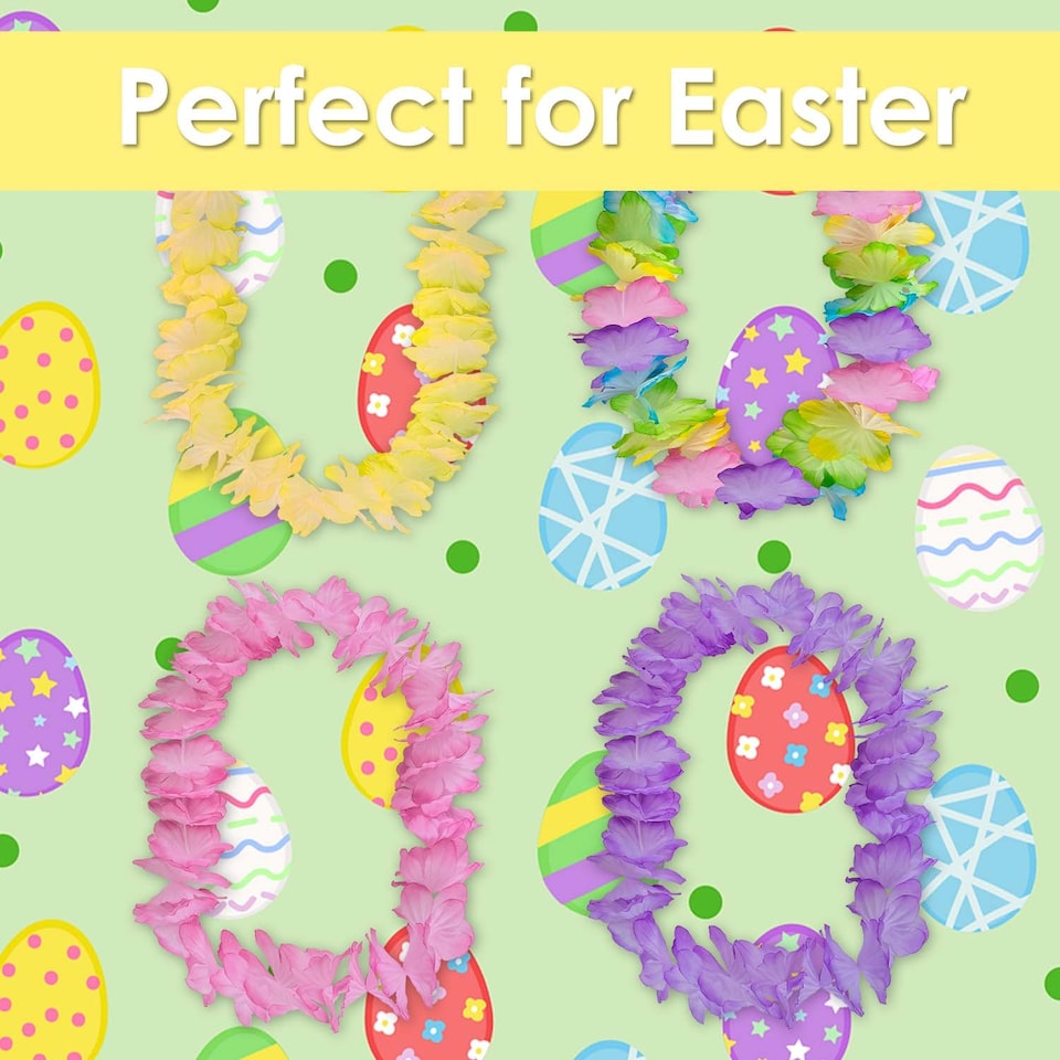 image 1 of PMS Easter Leis Pack of 4 - Multicolour Plush 53cm x 12cm