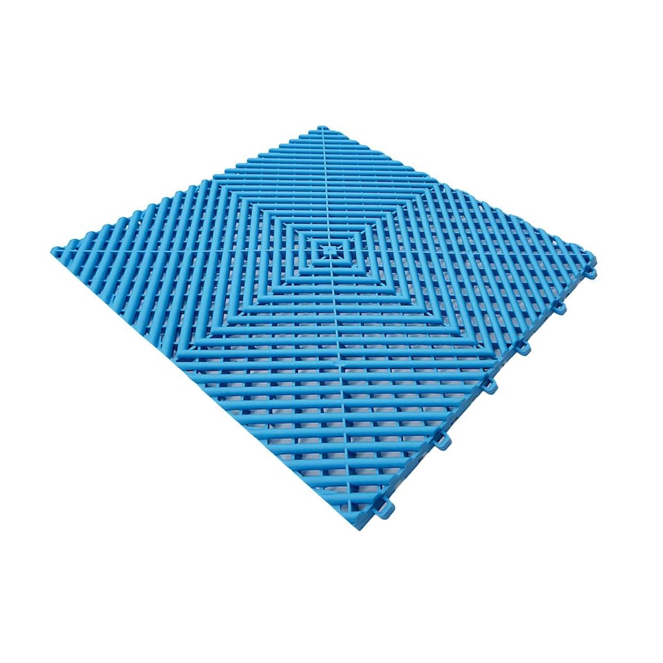 image 1 of Modular Interlocking Ribbed Vented Garage Floor Tiles - Grey | Blue | Light Blue