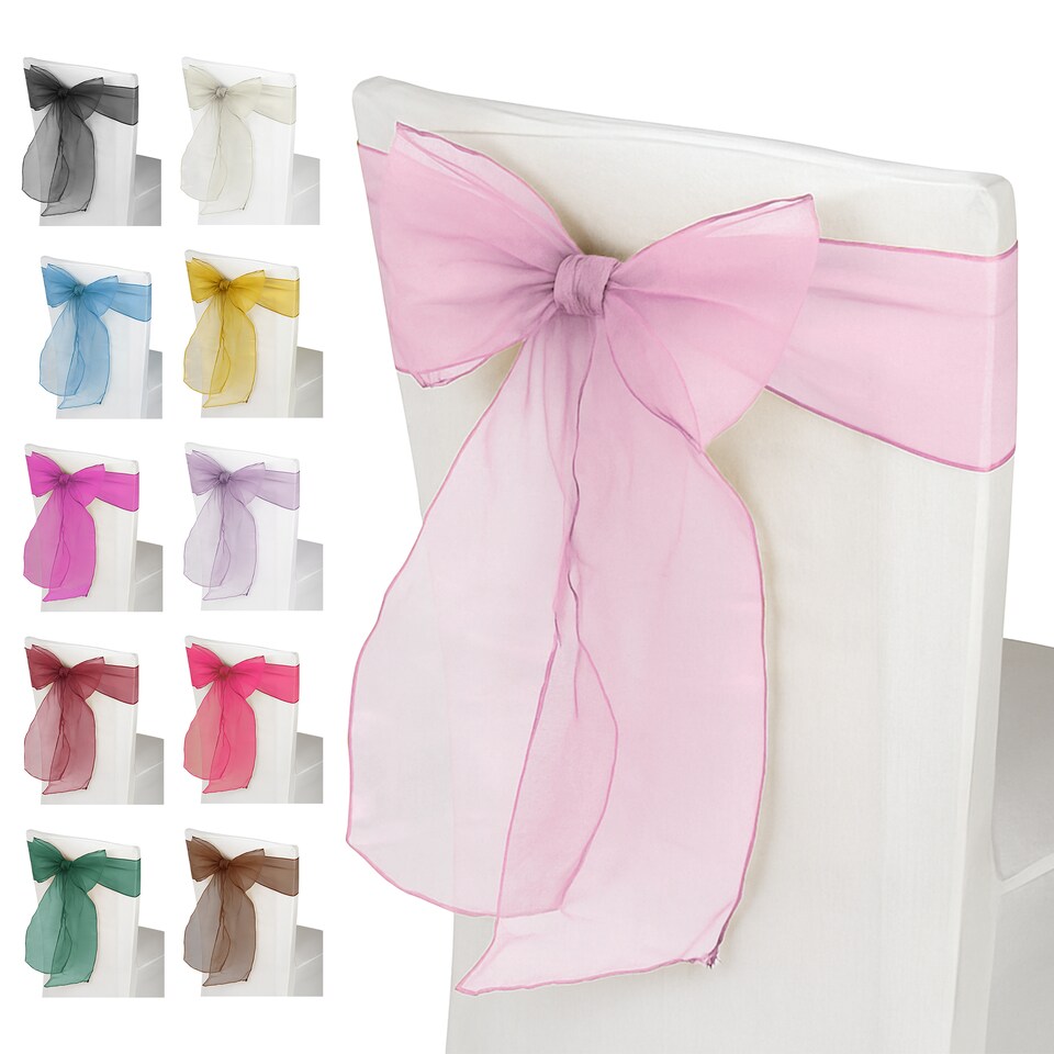 image 1 of 17 x 280cm Organza Chair Sashes, Sheer Sash Ties - 25pcs
