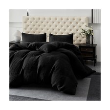 Ezysleep Winter Soft Teddy Fleece Fabric Duvet Set Warm And Cosy Bedding | Black | Black