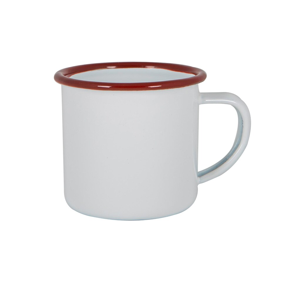 image 1 of Argon Tableware White Enamel Espresso Cups - 130ml - Red - Pack of 6 | Red | Red