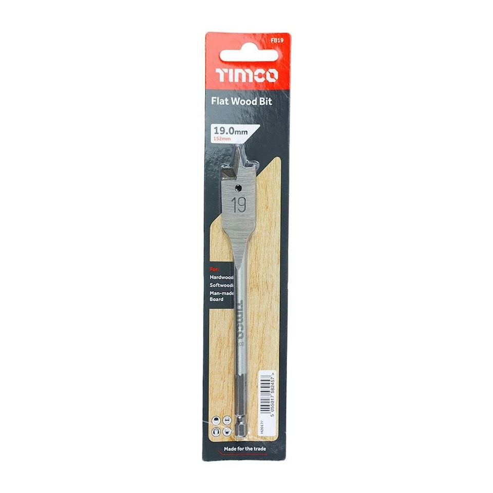 image 1 of Timco - Flat Wood Bit (Size 19.0 x 152 - 1 Each)