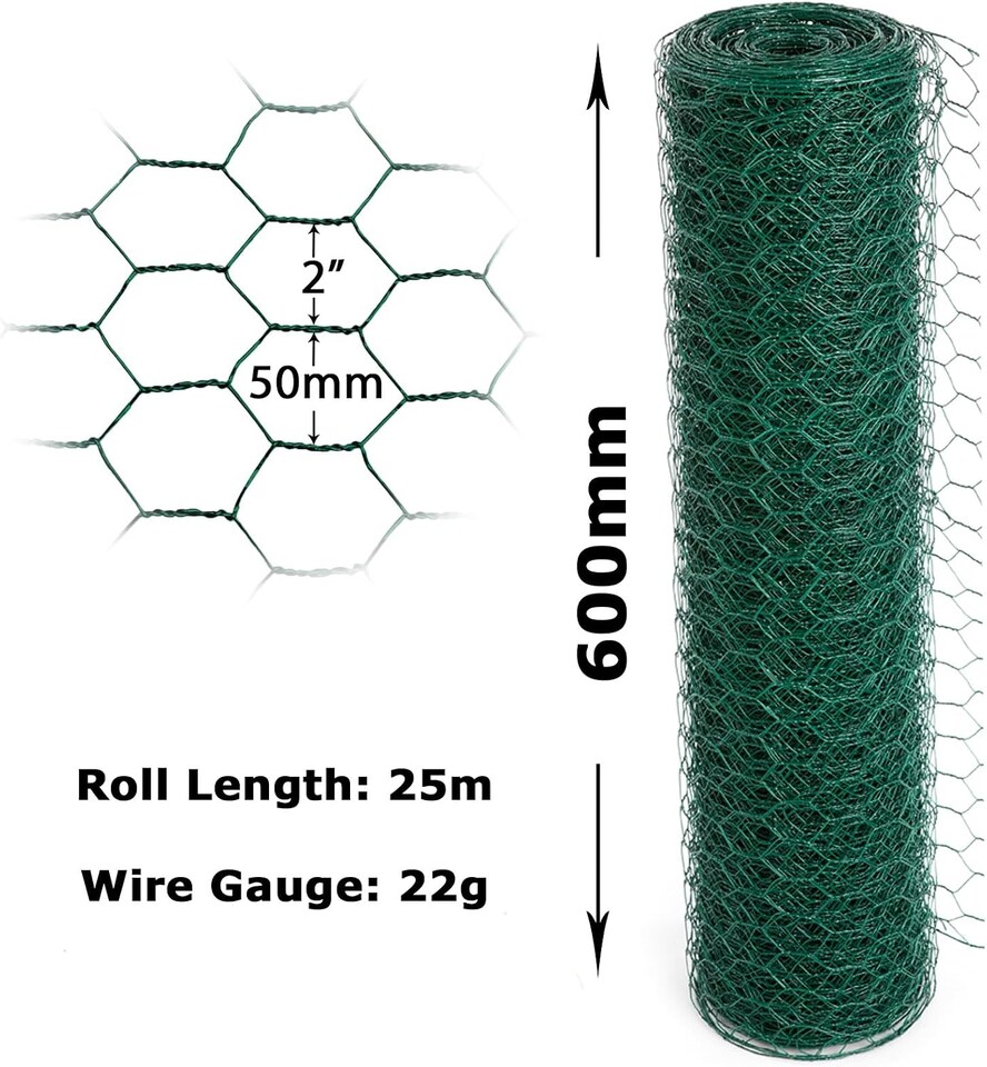 image 1 of Actiaspet PVC Coated Green Chicken Wire Mesh 60cm x 25m Rabbit Garden Fencing