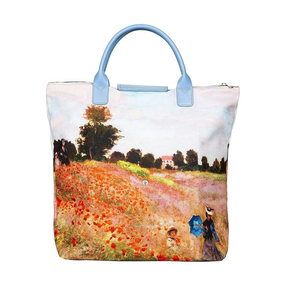 image 1 of Signare Foldable Shopper Tote Bag Poppy Field Blue