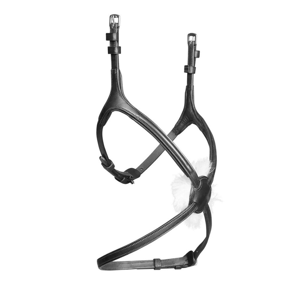 Velociti Lusso Leather Horse Grackle Noseband - Black - Pony