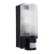 ValueLights Griffin Outdoor IP44 Rated PIR Motion Sensor Bulkhead Wall Light & Warm White LED Bulb Black