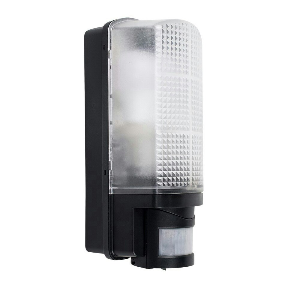 image 1 of ValueLights Griffin Outdoor IP44 Rated PIR Motion Sensor Bulkhead Wall Light & Warm White LED Bulb Black