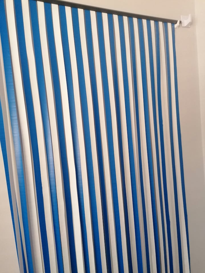 image 1 of Slat type Door Curtain,Bug Blind,Fly Blind,Strip Blind-BLUE & WHITE - 80cm wide x 200cm drop Blue | White