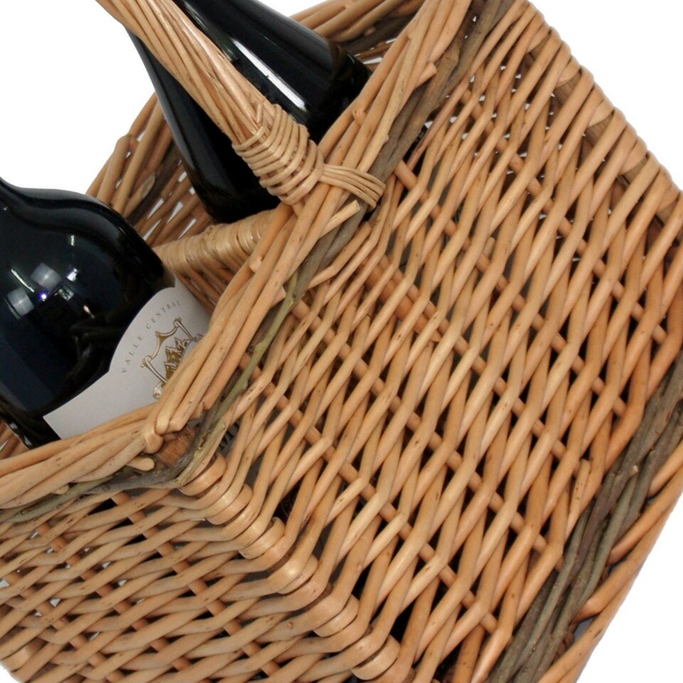 image 1 of Wicker 2 Bottle Steamed Bottle Carrier