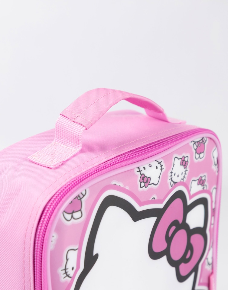 image 1 of Hello Kitty Girls Pink Lunch Bag | Insulated Food Container with Bottle & 3 Snack Pots | Zipper Closure School Lunchbox | Cartoon Character Kids Storage | Hello Kitty Merch