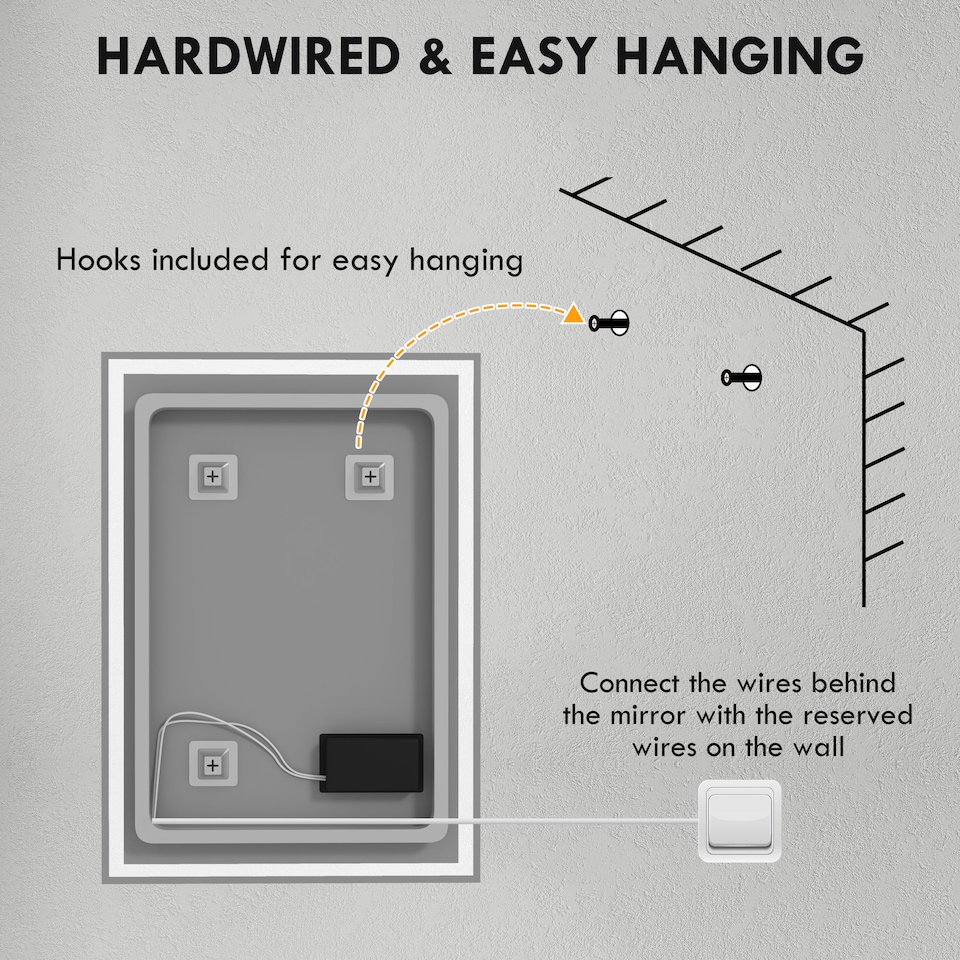 image 1 of HOMCOM Bathroom Mirror with LED Lights, Illuminated Makeup Mirror with 3 Colours, Defogging Film and Memory Function