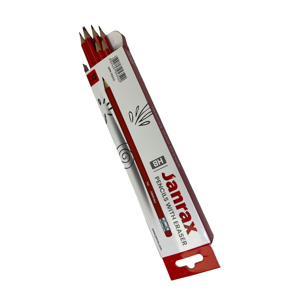 image 1 of Pack of 12 Janrax HB Pencils with Erasers