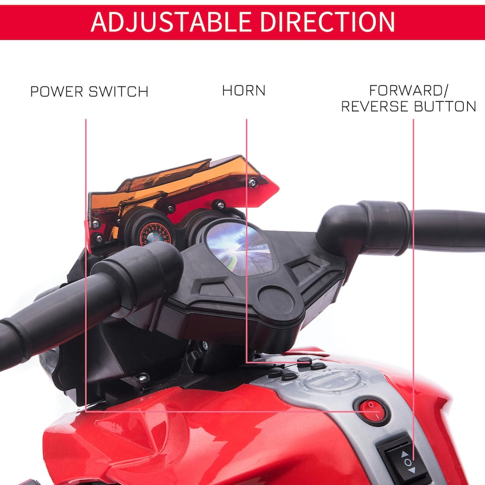 image 1 of HOMCOM Kids 6V Electric Motorcycle Ride-On Toy Battery 18 - 48 months Red