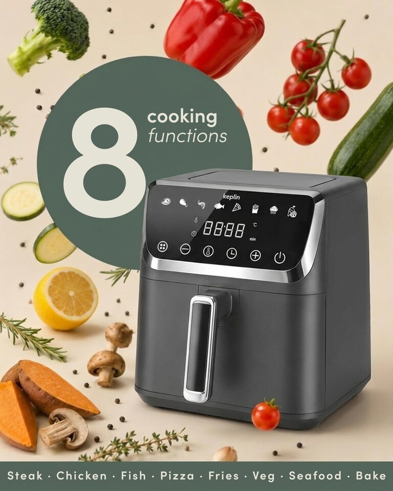 image 1 of Keplin Cook Digital Air Fryer with Touchscreen and 8 Preset Cooking Menus