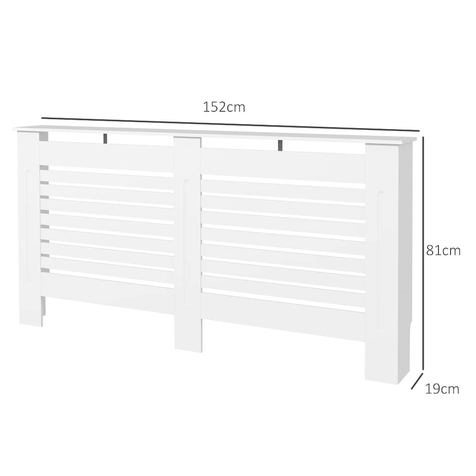 image 1 of HOMCOM White Painted Radiator Cover Wooden Cabinet Horizontal Slats Modern Style