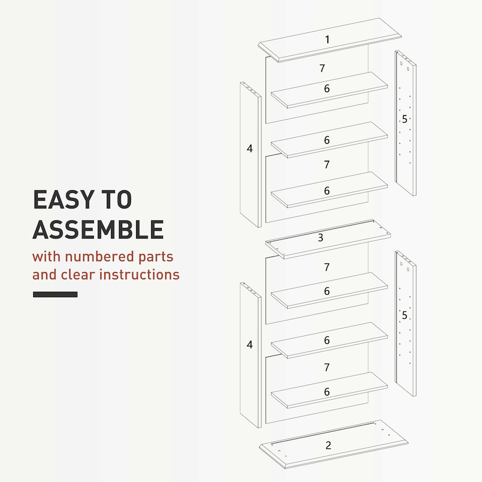 image 1 of HOMCOM CD Storage Unit DVD Tower Blu-ray Storage Shelf for Living Room White White