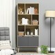 image 6 of HOMCOM Freestanding Bookshelf with Bottom Cabinet and 6 Open Shelves, Natural