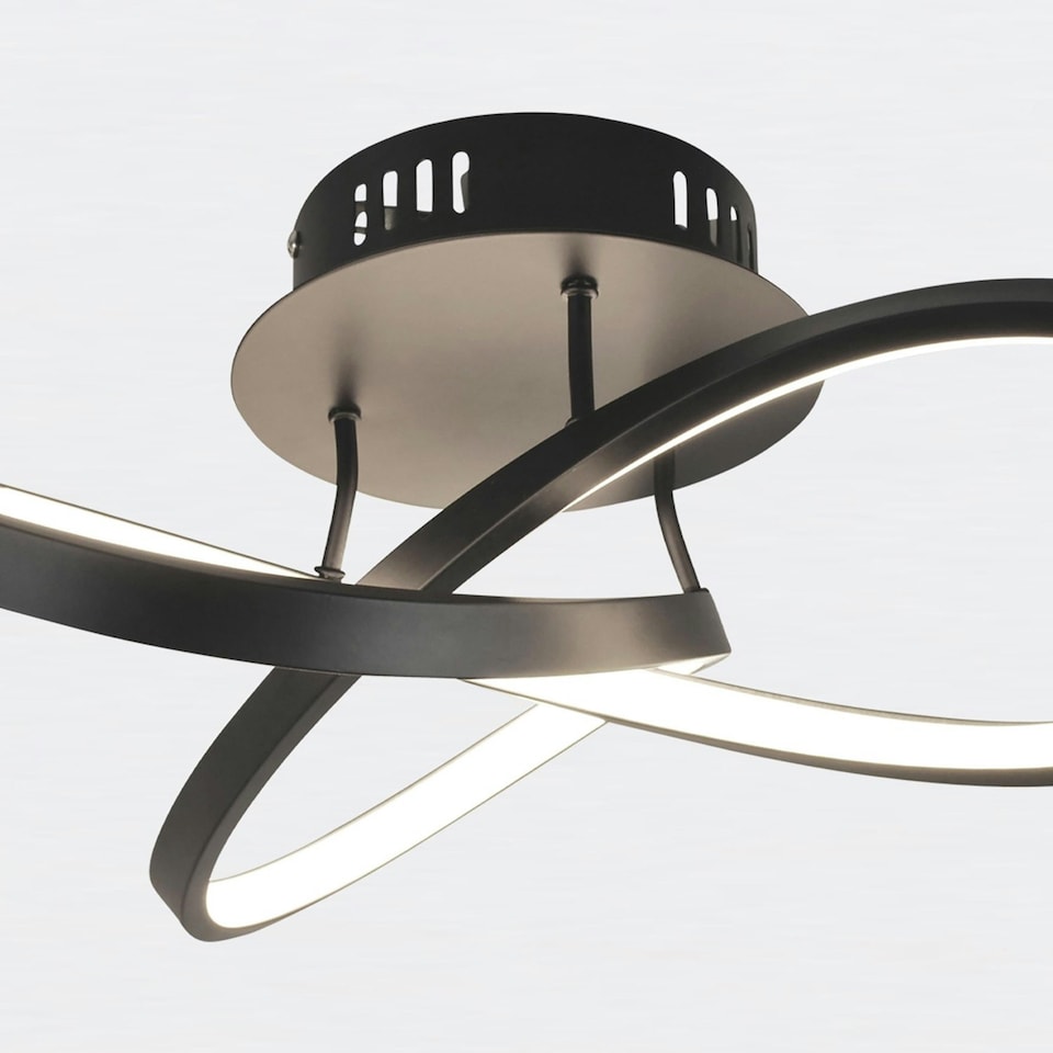 image 1 of First Choice Lighting Matt Black LED Loop Ceiling Light Black | White