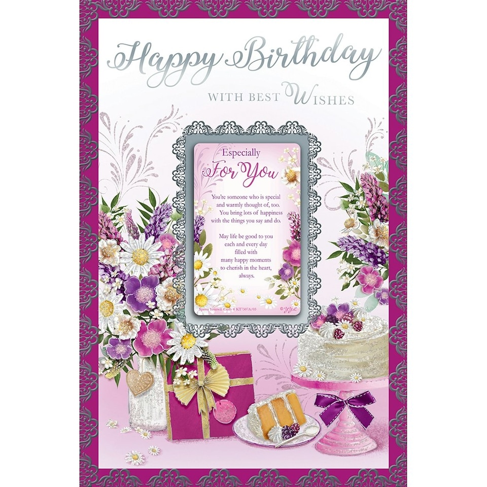 image 1 of Happy Birthday With Best Wishes Open Keepsake Treasures Greeting Card