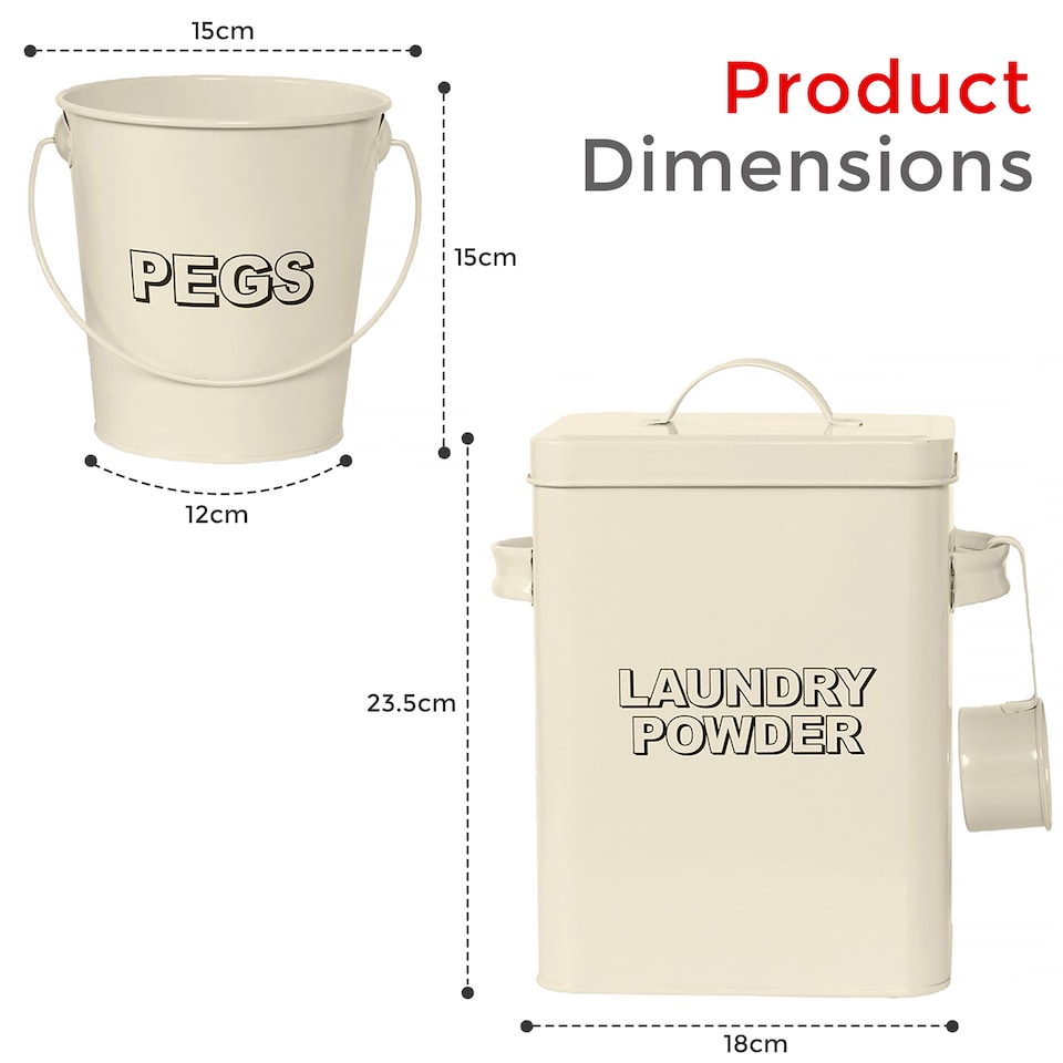image 1 of Vintage Cream Laundry Detergent Storage Box Includes Matching Peg Bucket & Scoop