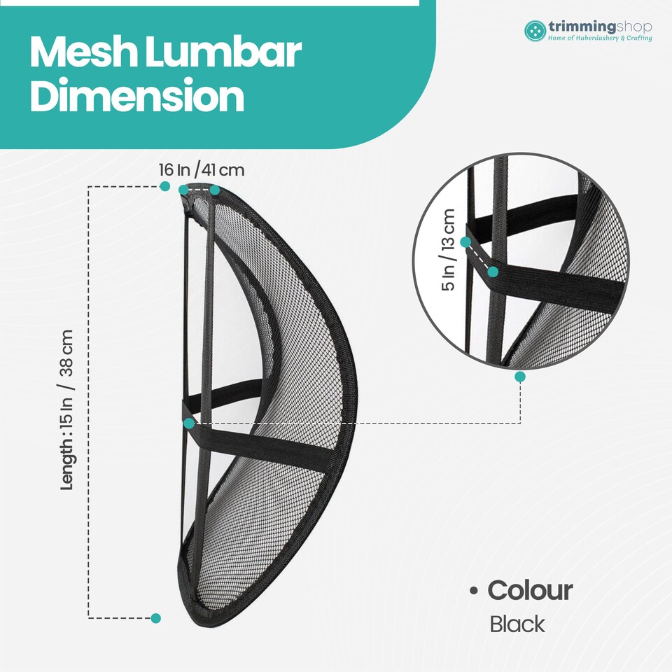 image 1 of Black Mesh Lumber Back Support for Office Chair & Car Seat With Air Flow