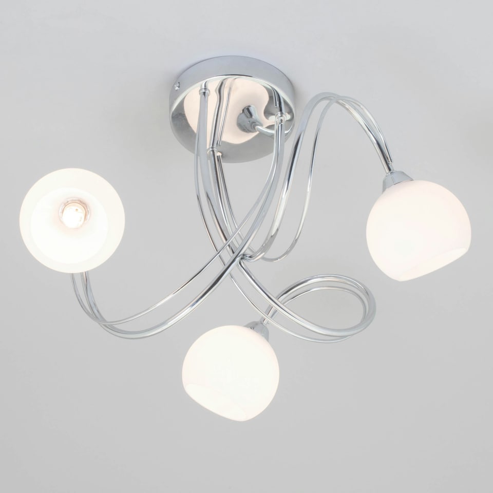 image 1 of BHS Soni 3 Light Flush Ceiling Light | Silver | Chrome | 1