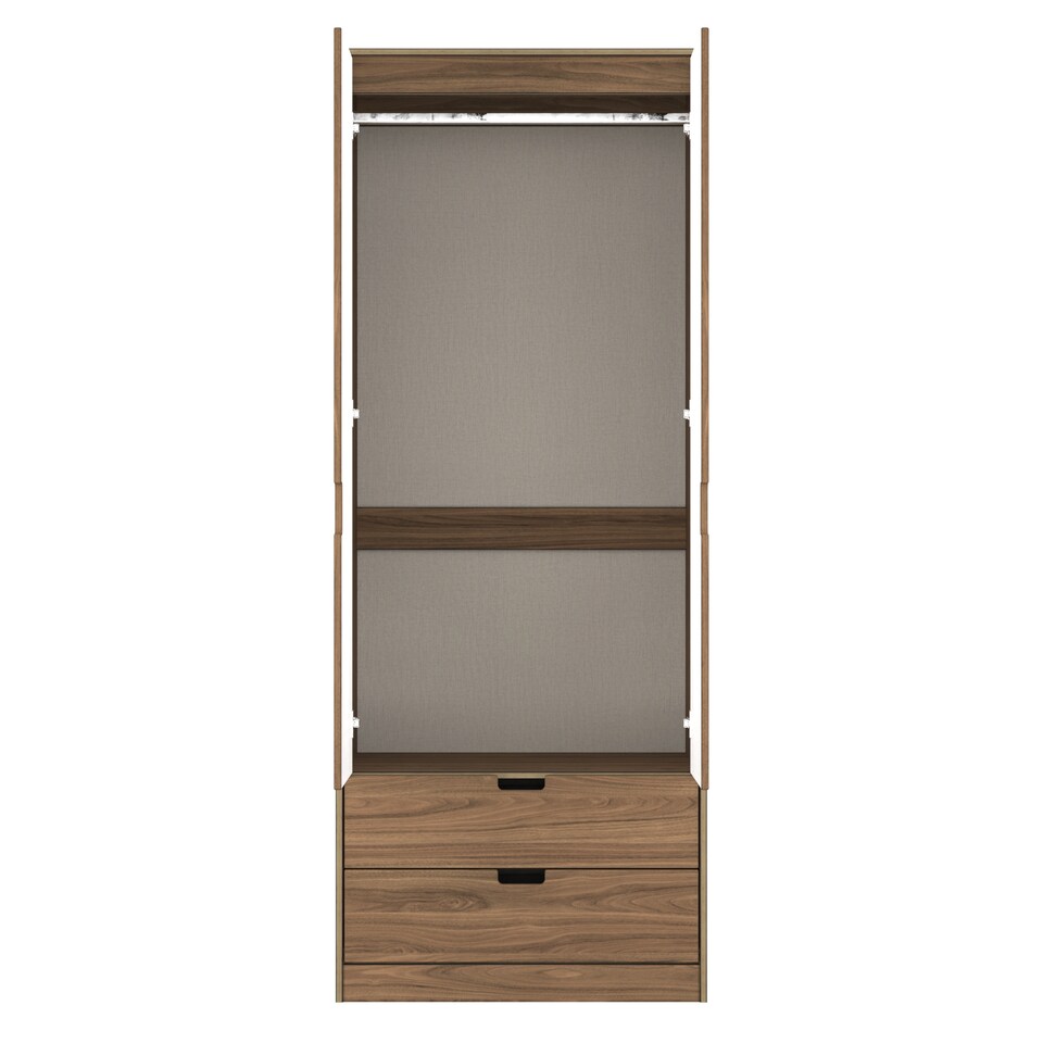 image 1 of Taiwan Tall 2 Drawer Double Wardrobe in Carini Walnut (Ready Assembled) | Brown | Carini Walnut