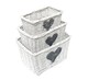 image 4 of Heart Full Wicker Willow Wedding Xmas Hamper Storage Basket Small 25 x 14 x 14 cm | White | White